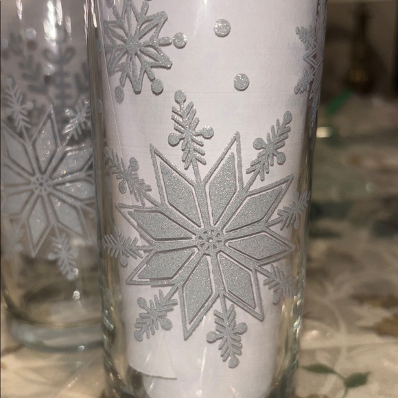 4 Cristar Lexington Cooler Decor Glitter Snowflakes Glasses- 16.5 oz - Picture 7 of 9